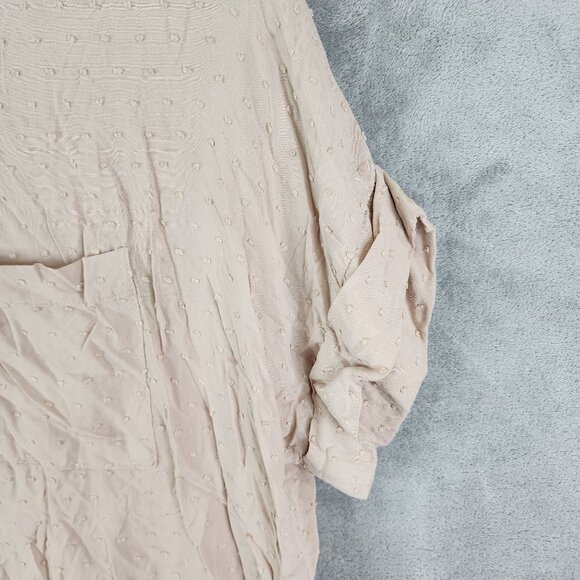 Women's Beige Gilli Blouse Top Button-Up Polka Dot Pattern Short Sleeve Size 1X - Picture 5 of 12